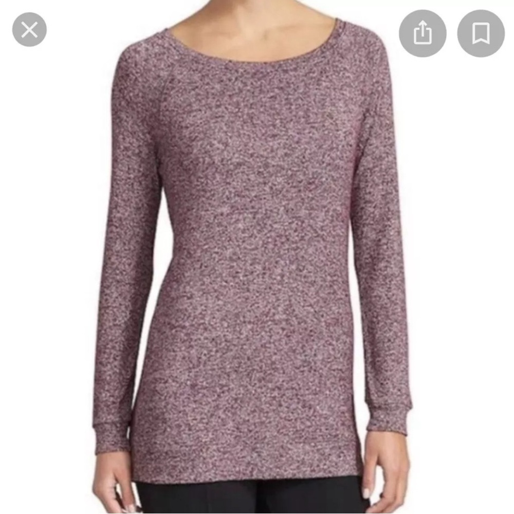 Athleta Luxe Pose Top S Tunic Long‎ Sleeve Soft Stretch Purple Wine Heathered